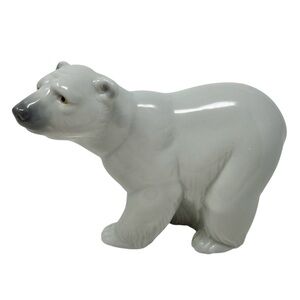 LLADRO Attentive Polar Bear Figurine Glazed Porcelain Hand Painted Exquisite